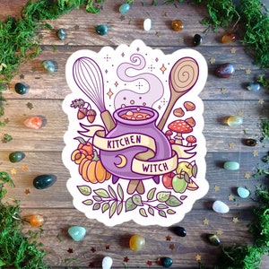 Kitchen Witch Sticker, Bullet Journal Sticker, Cooking Sticker, Foodie Sticker, Food Lover Sticker, Witch Cauldron Sticker