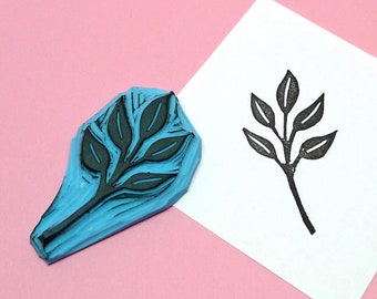 Leaves Rubber Stamp - Hand Carved Rubber Stamp – Scrapbooking Stamp – Card Making – DIY Stationery - Journal Stamp - Packaging Stamp