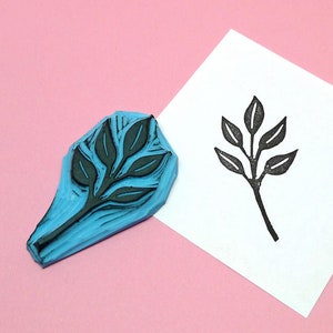 Leaves Rubber Stamp - Hand Carved Rubber Stamp – Scrapbooking Stamp – Card Making – DIY Stationery - Journal Stamp - Packaging Stamp