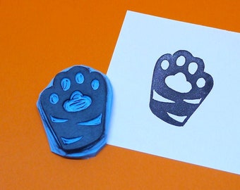 Cat Paw Stamp - Cute Hand Carved Rubber Stamp – Scrapbooking Stamp – Card Making – DIY Stationery - Journal Stamp - Printmaking