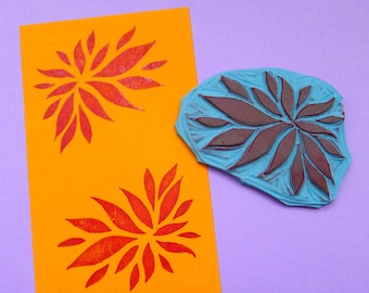 Leaves Ornament Stamp - Hand Carved Rubber Stamp – Scrapbooking Stamp – Card Making – DIY Stationery - Journal Stamp - Printmaking