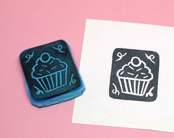 Cupcake Ornament Rubber Stamp - Hand Carved Rubber Stamp - Planner Stamp – Scrapbooking Stamp – Card Making – DIY Stationery - Journal Stamp