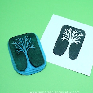 Sello de goma de árbol de otoño - Sello de goma tallado a mano – Sello de scrapbooking – Fabricación de tarjetas – Papelería diy - Sello de diario - Grabado