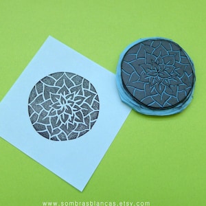 Leaf Mandala Rubberstempel - Handgesneden rubberen stempel – Scrapbooking Stempel – Kaart maken – DIY briefpapier - Journal Stamp - Printmaking