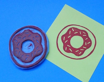 Donut Rubber Stamp - Hand Carved Rubber Stamp – Scrapbooking Stamp – Card Making – DIY Stationery - Journal Stamp - Printmaking