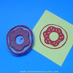 Timbro di gomma a ciambella - Timbro di gomma intagliato a mano - Timbro per scrapbooking - Creazione di biglietti - Cancelleria fai da te - Timbro per diario - Incisione