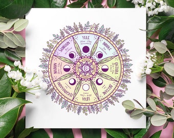 Wheel of the Year Art Print, High Quality Art Poster, Witch Home Decor, Pagan Wall Art, Wicca Poster Design, Magic Print, Book of Shadows