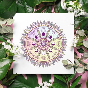 Wheel of the Year Art Print, High Quality Art Poster, Witch Home Decor, Pagan Wall Art, Wicca Poster Design, Magic Print, Book of Shadows