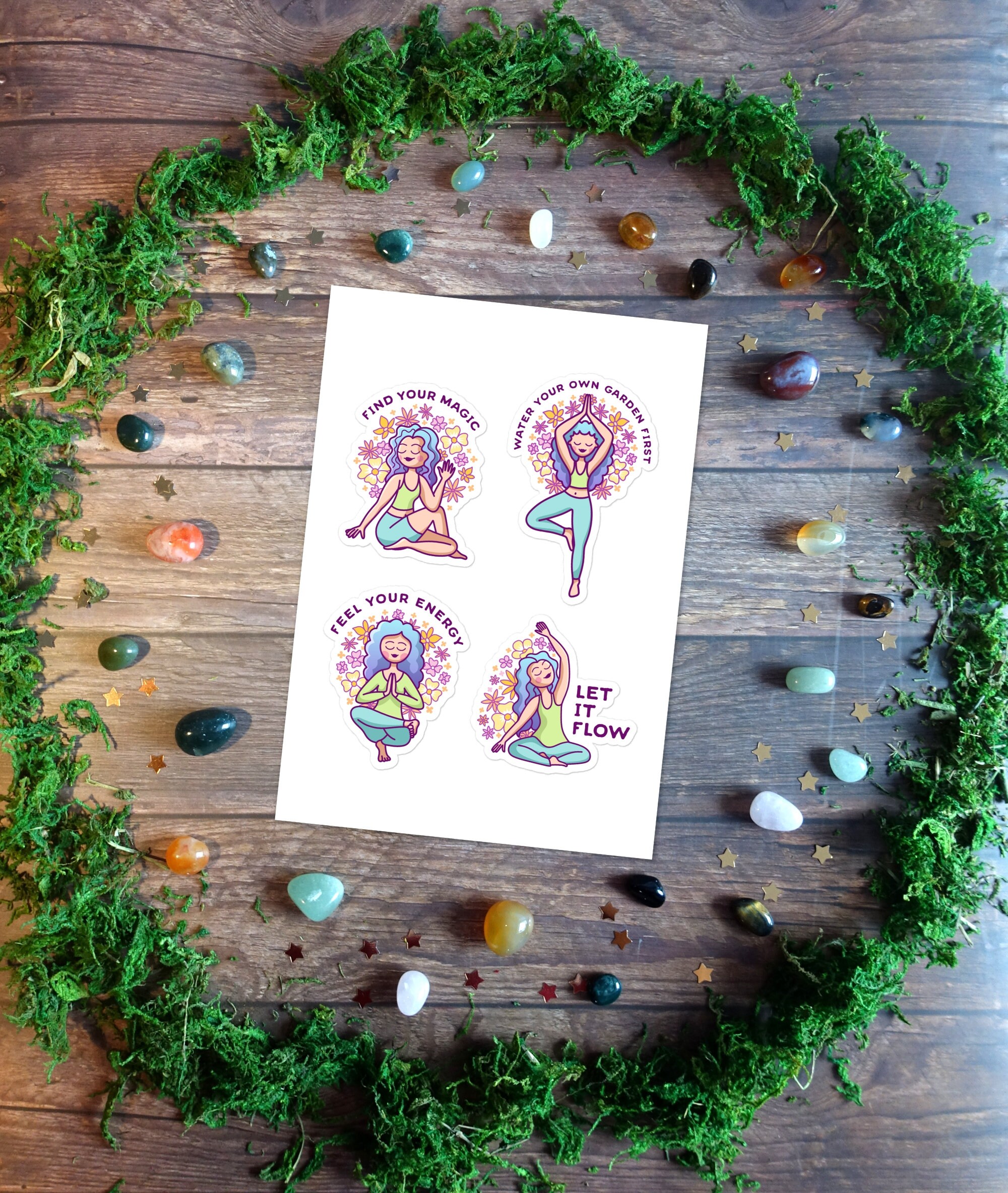Yoga Sticker Pack, Yogi Journal Sticker Sheet, Namaste Calendar ...
