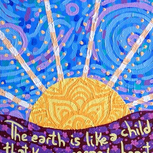 Small Sun Painting on Canvas Board Mandala Sun 16 x 12 cm 6.30 x 4.72 inches Rainer Maria Rilke Quote image 2