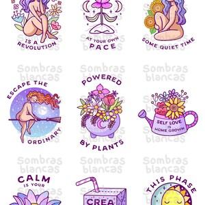 Self Care Sticker Pack, Mindfulness Journal Sticker Sheet, Self Love Calendar Stickers, Meditation Stickers, Feminist Planner Stickers image 3