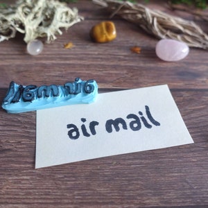 Air Mail Stamp Handmade Packaging Stamp Envelope Stamp Hand Carved Rubber Stamp Card Making DIY Stationery Journal Stamp image 2