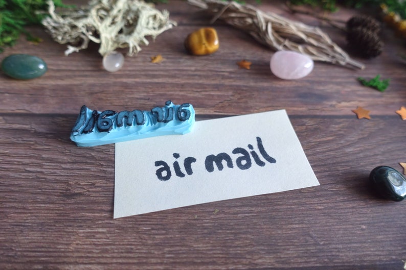 Air Mail Stamp Handmade Packaging Stamp Envelope Stamp Hand Carved Rubber Stamp Card Making DIY Stationery Journal Stamp image 2