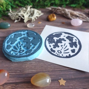 Full Moon Rubber Stamp Hand Carved Rubber Stamp Scrapbooking Stamp Card Making DIY Stationery Journaling image 2
