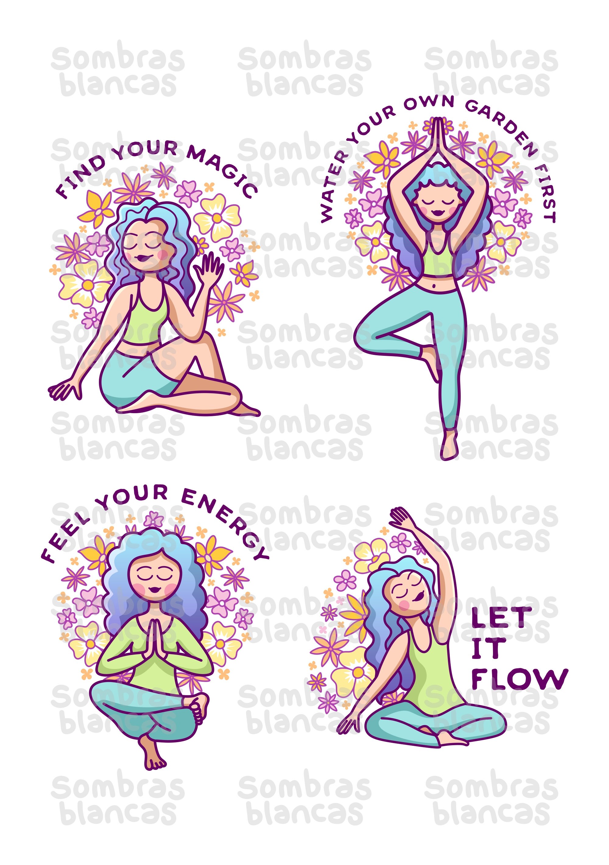 Yoga Sticker Pack, Yogi Journal Sticker Sheet, Namaste Calendar ...