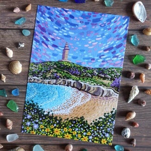 Postal Torre de Hércules - Postal Farol - Postal Postcrossing da Corunha - Postal de Arte Original - Correio Caracol - Scrapbooking