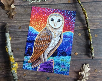 Barn Owl Postcard - Silent Guardian - Postcrossing Postcard - Original Art Postcard - Snail Mail - Scrapbooking - Stationery Collection