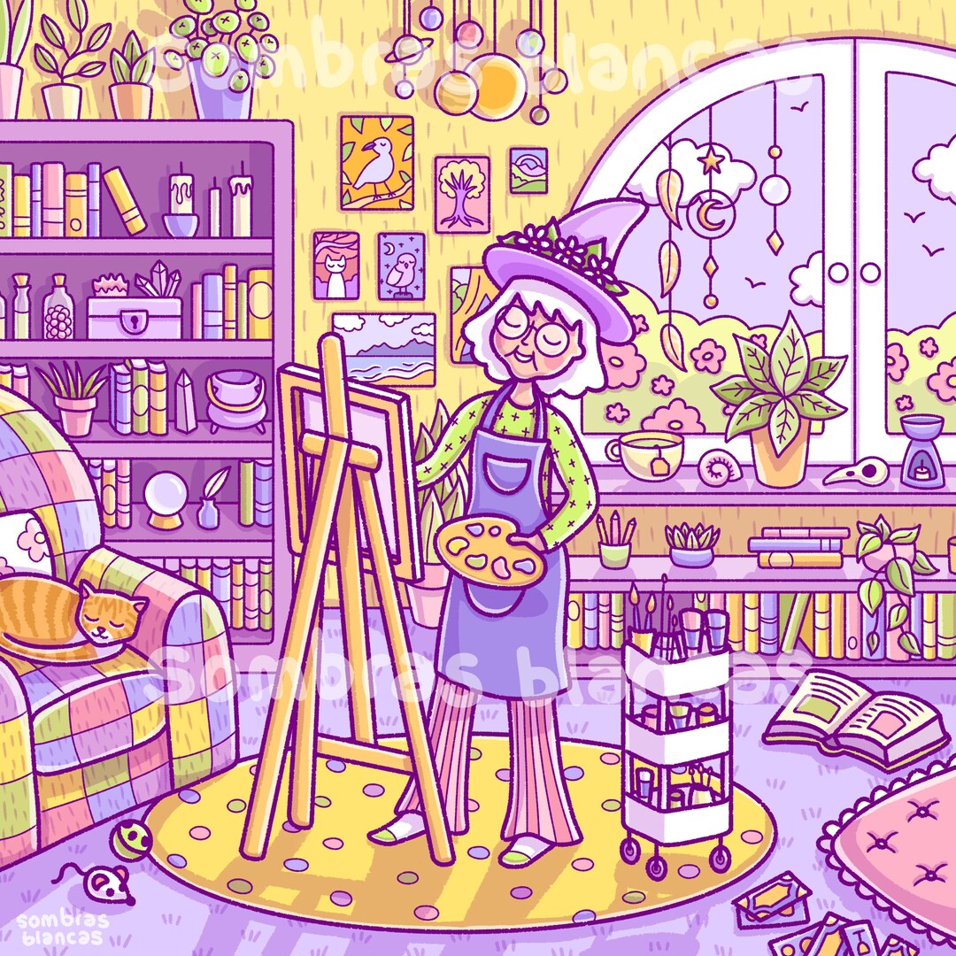 Art Witch Art Print, Art Studio Poster, 10x10 Print, Artist ...