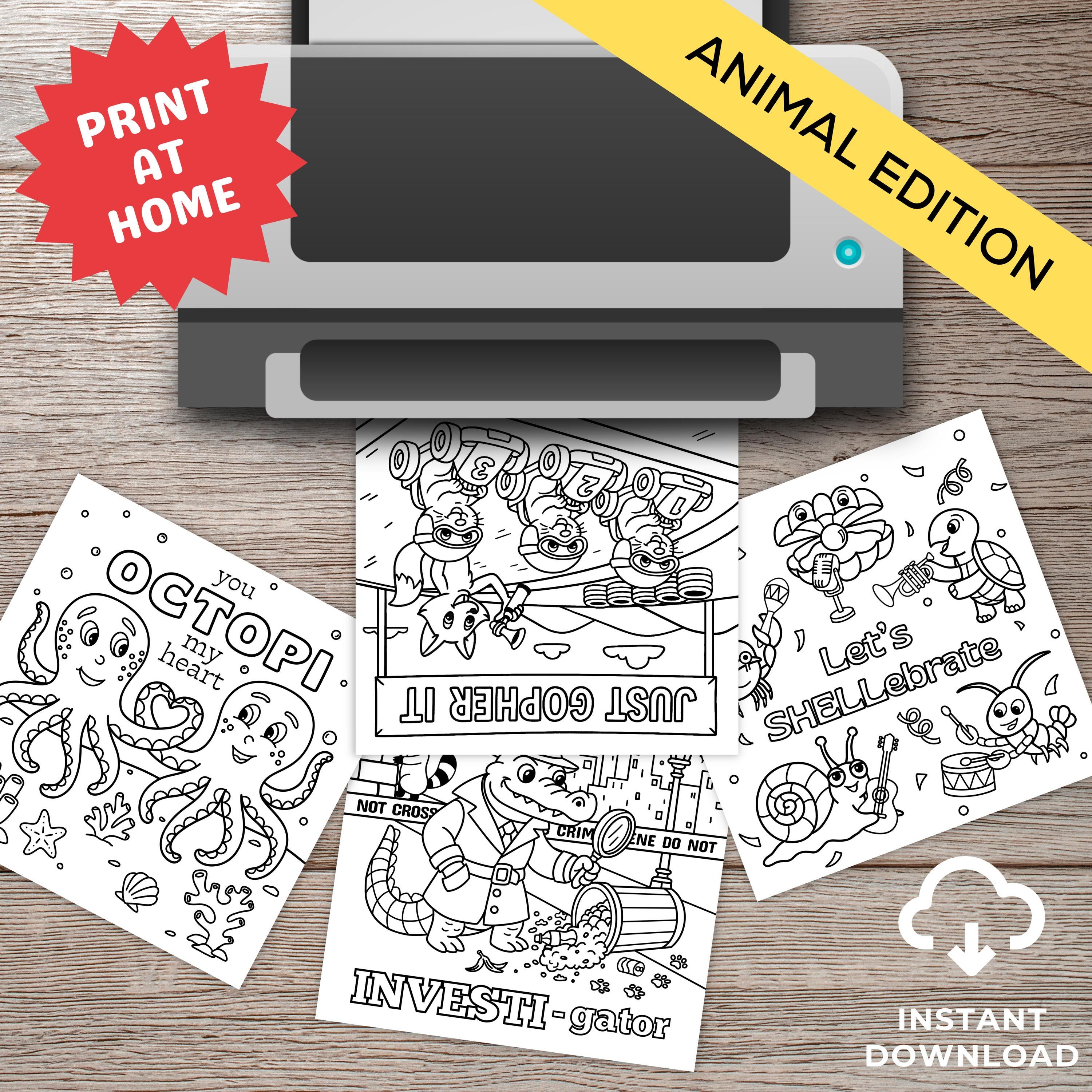 Funny Animal Puns - Coloring Pages - Instant Download - Print at Home ...