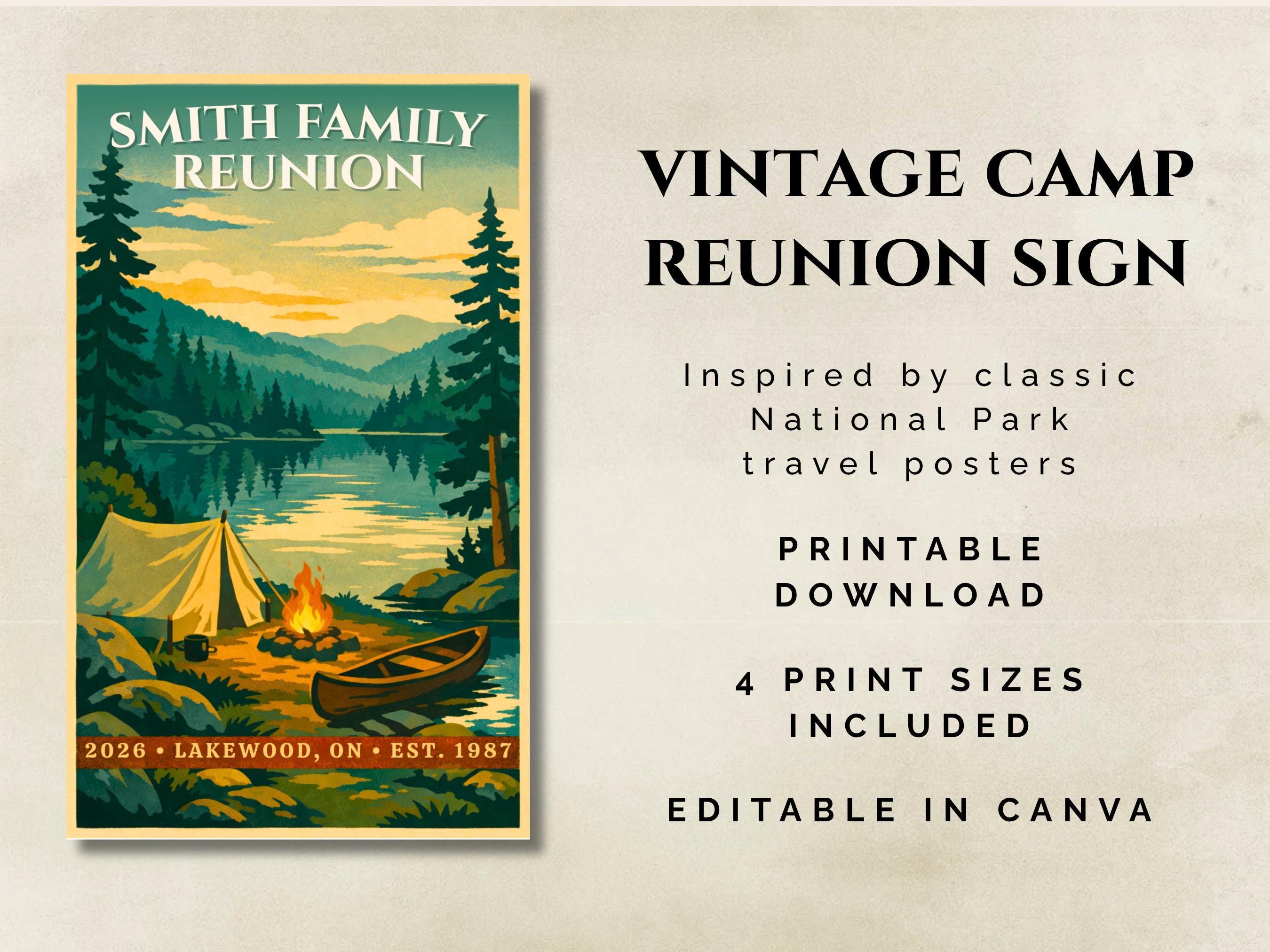 Lake Reunion Sign Vintage Reunion Welcome Poster Printable Family ...