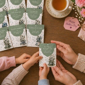 Plantilla imprimible para sobres de té. Descarga instantánea. Regalo para el Día de la Madre. Autocuidado para mamá. Regalo considerado. Diseño botánico. Floral vintage.