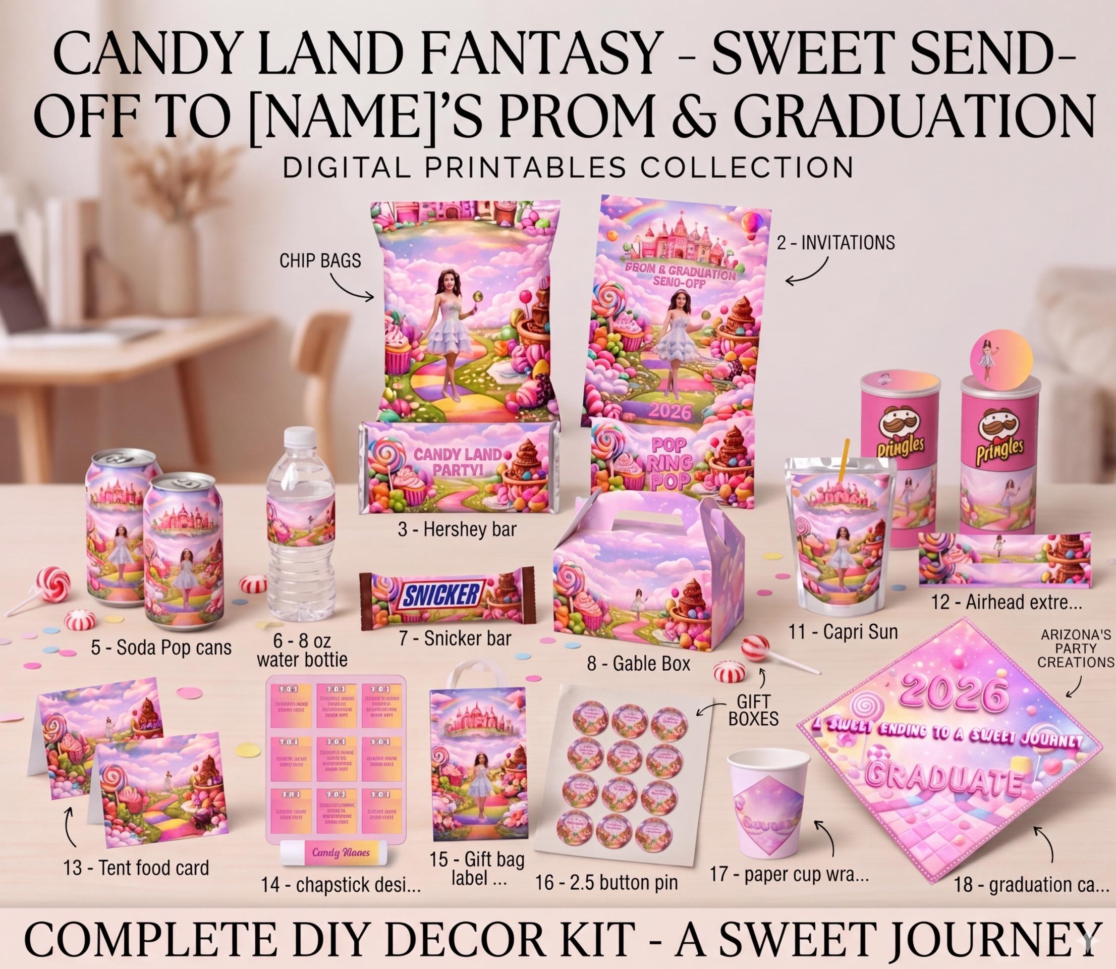 Candy Land Prom Send off Bundle | Sweet Theme Party Templates (digital ...