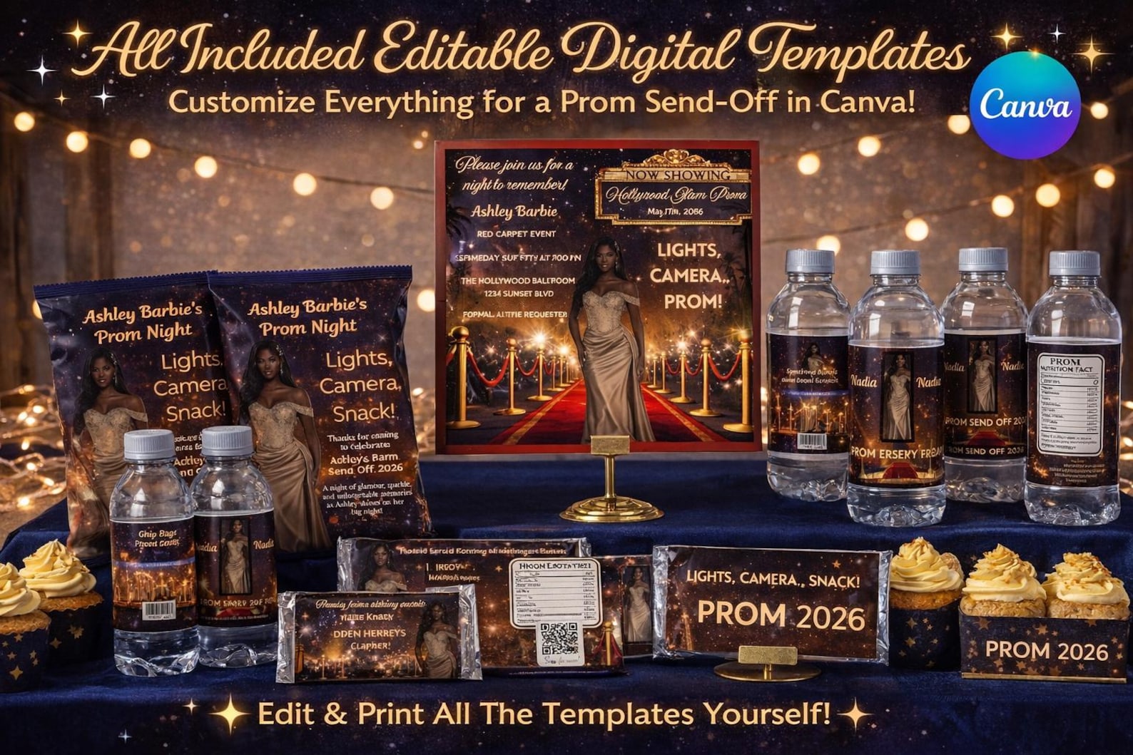 Hollywood Glam Prom Send-off Templates | Chip Bags, Labels, Wrappers ...