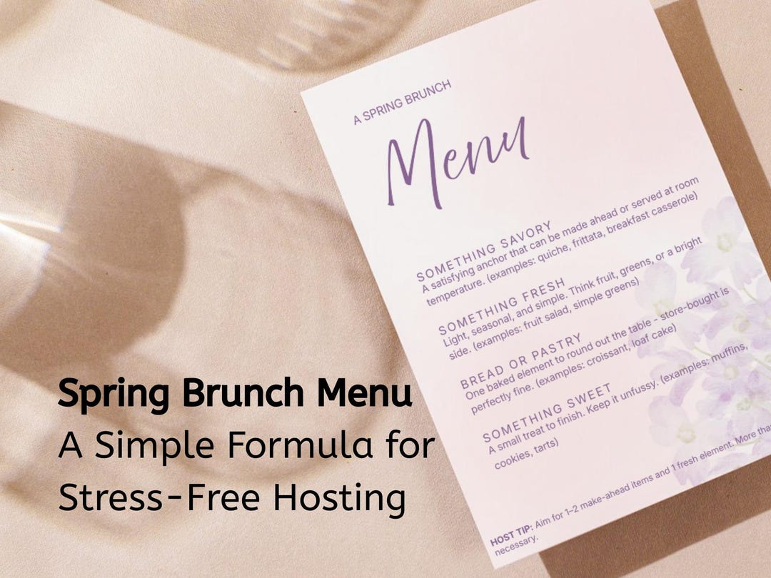 Spring Brunch Menu Template | Simple Hosting Menu Guide | Instant ...
