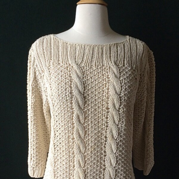 Vintage Cream Cable Knit Sweater