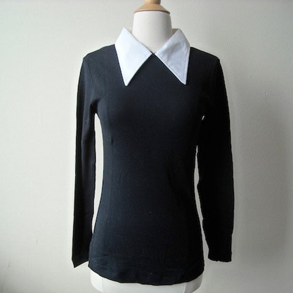 Vintage Black Pointy Collar Shirt