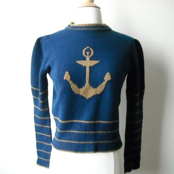 Vintage Anchor Nautical Sweater