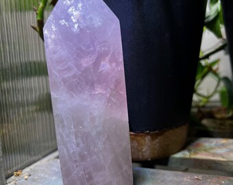 Tour en quartz rose - Pointe de cristal rose unique en son genre, 5 à 6 pouces, pierre naturelle scintillante