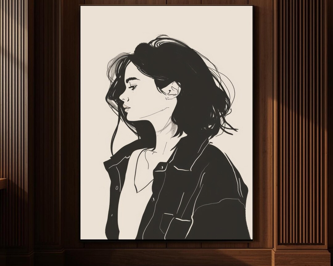 Minimal Woman Line Art Wall Art, Abstract Female Portrait Print, Modern ...