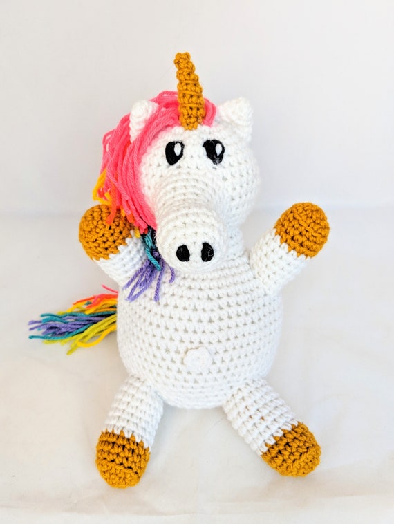 Unicorn Stuffed Animal Plush Toy With Rainbow Streaked Hair Etsy