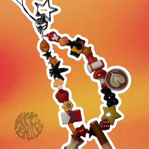 Sunrise Necessities Beaded Kandi Keychain: Pot Leaf, Marlborough Reds, Ciggarette, Pill Bottle, Digi-Cam, Coffee Cup