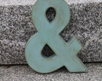 8" Painted Ampersand (&).Vintage Style. Industrial style Ampersand. Wedding Decor. Wedding Gift. Custom Color. Ampersand decor