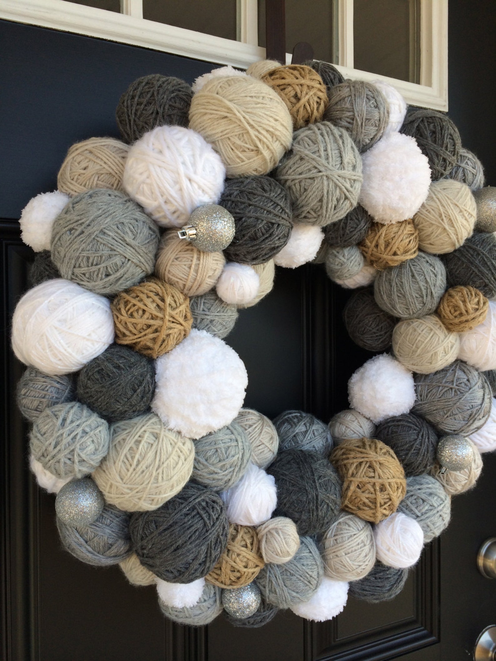 Handmade Winter Yarn Ball Wreath. 2224 Wreath. Door Etsy