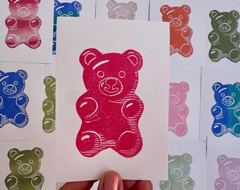 Mini stampa su linoleum a forma di orsetto gommoso