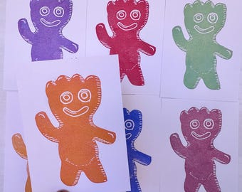 Sour Patch Kid - Mini Linocut Print