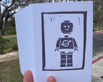 Lego Minifig Card - Linocut Print