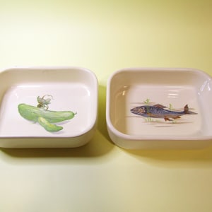 Set med 2 rektangulära nibbles-serveringsfat - Vintage lergods - Troligtvis Waechtersbach keramik.