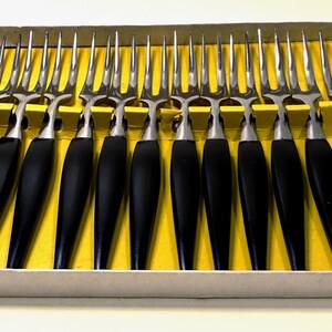 Vintage Mid-Century Cocktail Forks Set – Retro Atomic Style Barware (Set of 12)