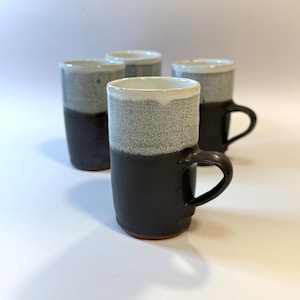Vintage set of 4 studio pottery stoneware mugs - speckled glaze - 150 ml.