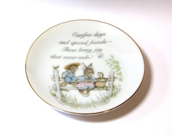 Vintage American Greetings bord - 1978 - Blijvende schatten - Kunst van K. Lawrence - citaat over vriendschap.