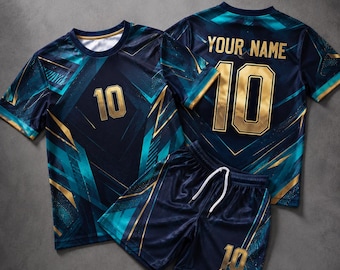 Personalized Kids Soccer Jersey Set, Custom Name & Number Toddler Soccer Uniform, Youth Football Kit, AOP Sportswear Gift