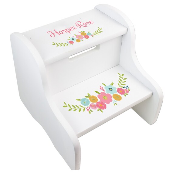Personalized Gray Stool Child's Custom Grey Step N' Stool Storage Step