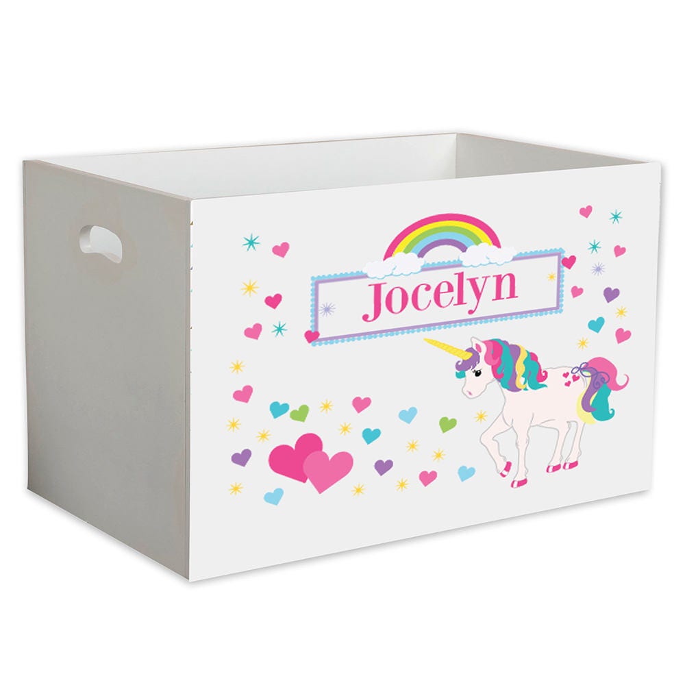 Girls Personalized Unicorn Toy Box Toys Storage Bin Crate for | Etsy