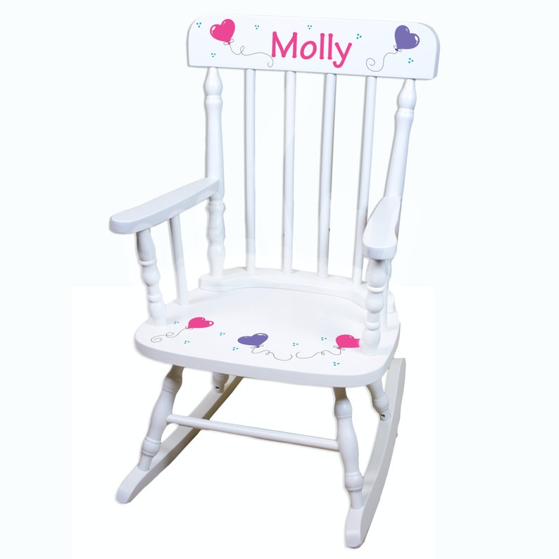 Hand Painted Personalized Girls White Spindle Rocking Chair Etsy