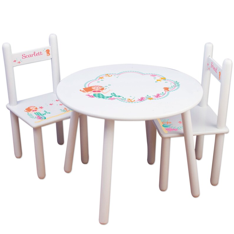 Personalized Little Mermaid Table Chair Set Girls Personalized Little Mermaid Table Chair Set Girls Image