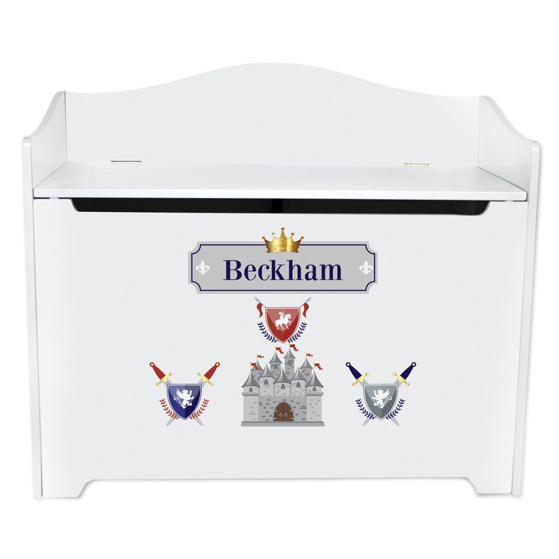 Personalized Medieval Castle Toy Box Knights King Got White Etsy